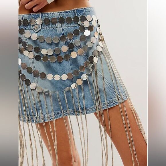 Free People Disco Inferno Skirt Belt Heavy Metal main image 4